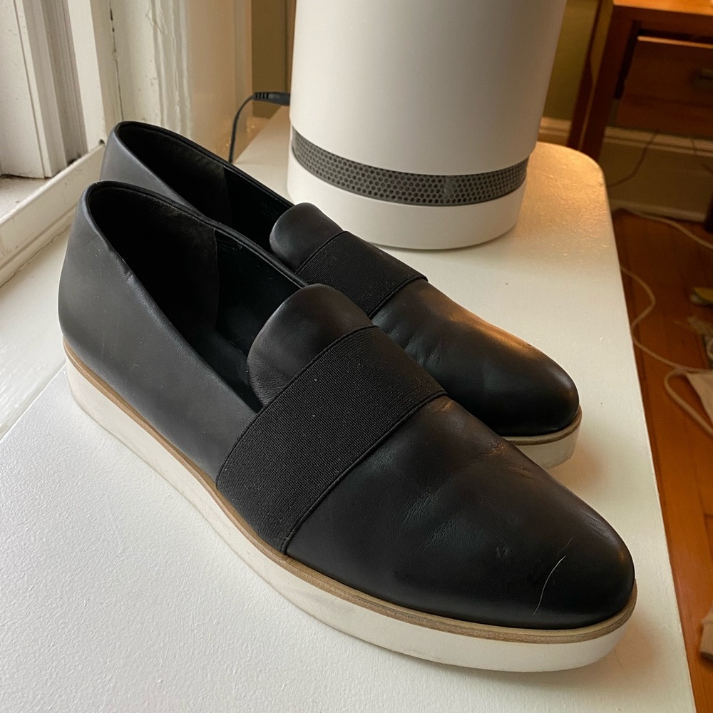 Via Spiga Black Elastic Slip On Flat Platform 9.5